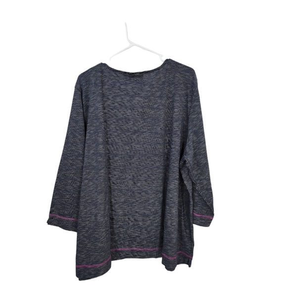 Alfred Dunner Women's Embroidered Flowers Mini Stripe Knit Top - 3X - Picture 6 of 7